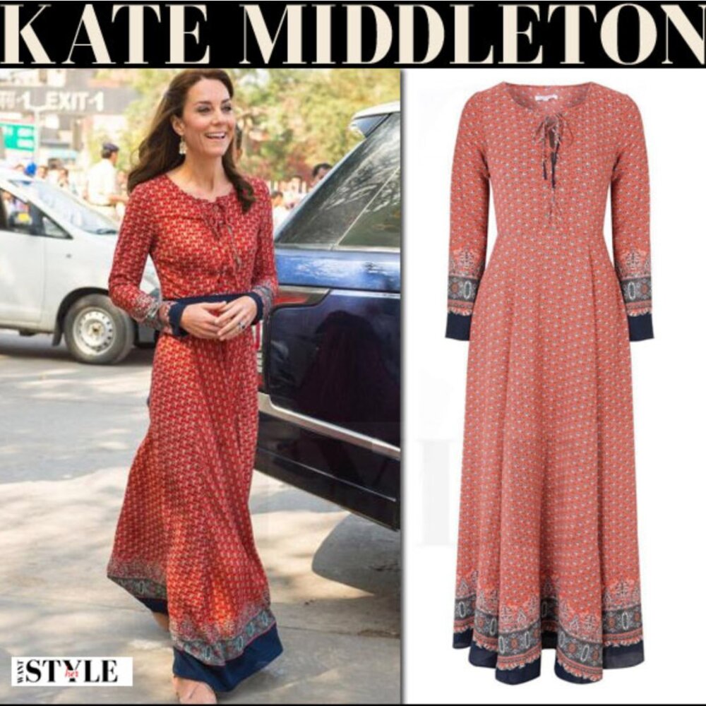NWT Glamorous Navy Red Maxi Dress ASO Kate Middleton